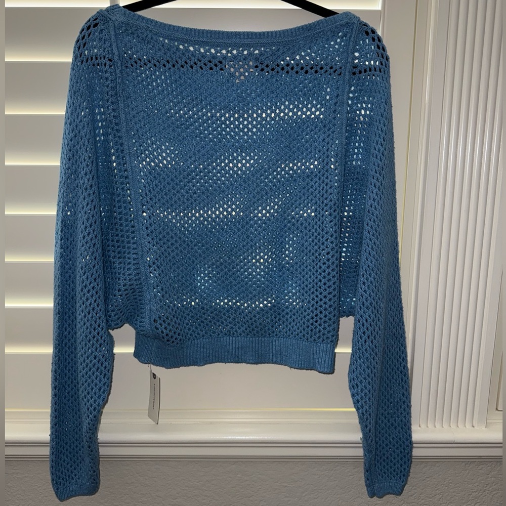 NWT Pilcro Open-Stitch Crew-Neck Sweater Blue Size XS - Picture 5 of 5